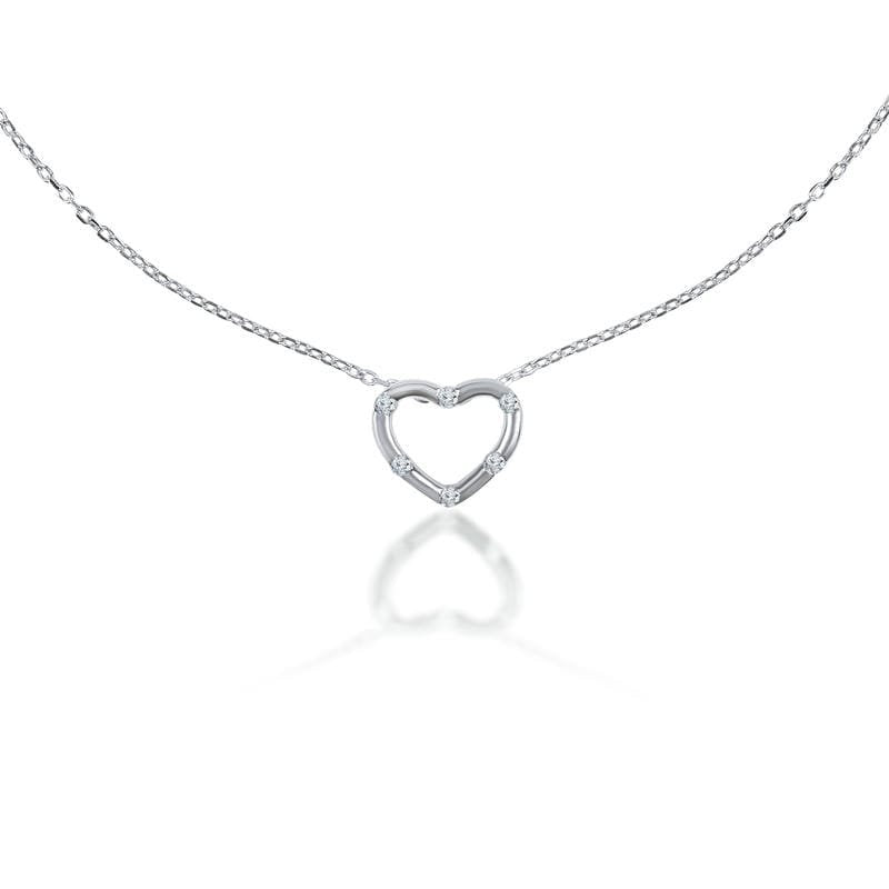 Silver Silver Halo Heart Chain Pendent 925 Sterling Silver Necklace