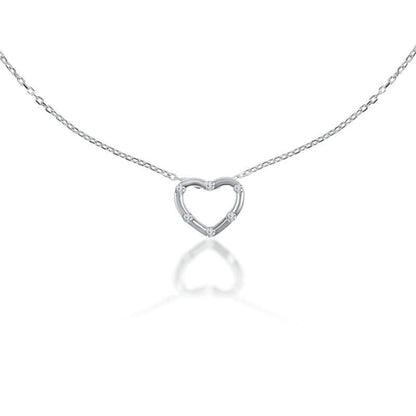 Silver Silver Halo Heart Chain Pendent 925 Sterling Silver Necklace