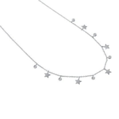 Silver Solid Stars Queen 925 Sterling Silver Necklace