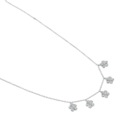 Silver Periwinkle Flower Charm 925 Sterling Silver Necklace