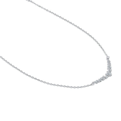 Silver Classic Studded V Chain Pendent 925 Sterling Silver Necklace