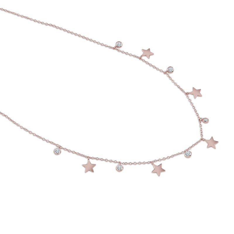 Rose Gold Solid Stars Queen 925 Sterling Silver Necklace