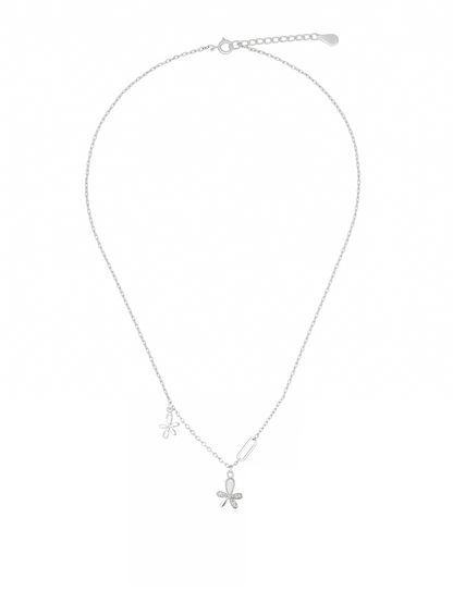 Twin Bloom Daisy 925 Sterling Silver Floral Pendant Necklace for Women